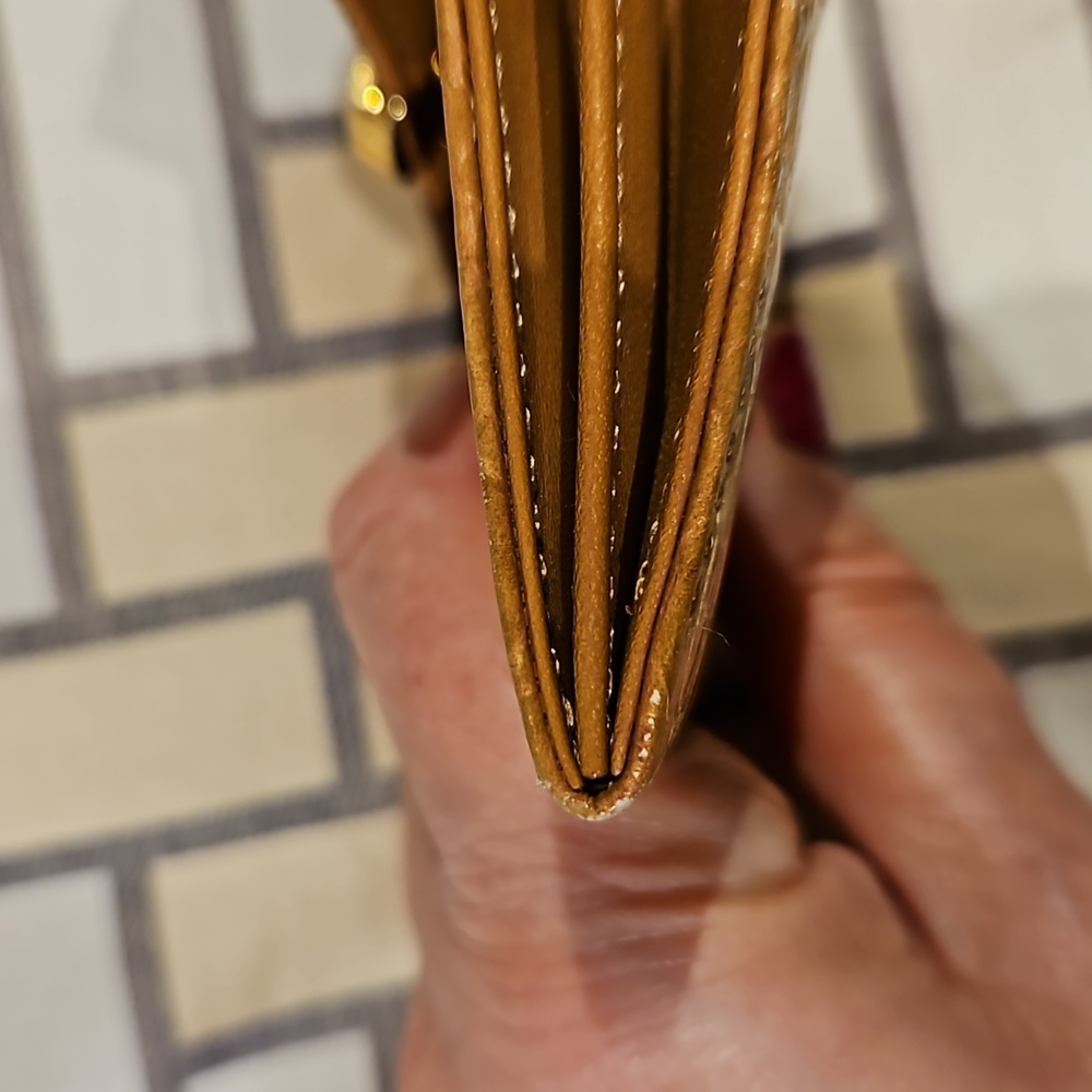 RALPH LAUREN COIN/CREDIT CARD HOLDER CAMEL LIZARD LIKE - Picture 12 of 13